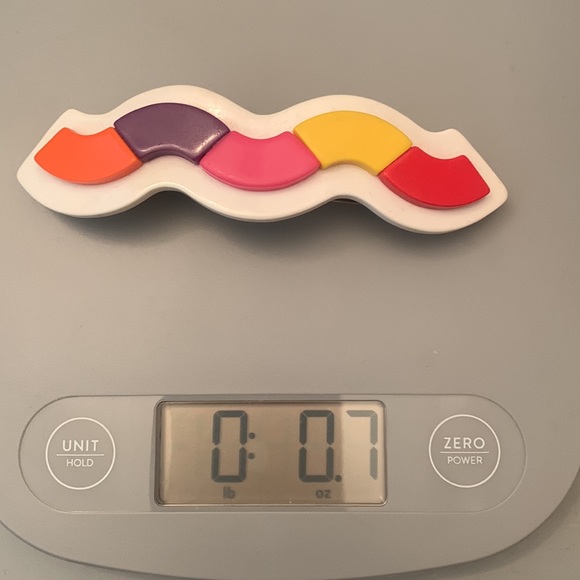 Vintage 80s French 🇫🇷 white-multi wave 🌊 barrette - Picture 4 of 4